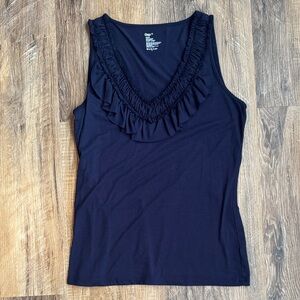 GAP Women's Navy Ruffle V-Neck Tank Top